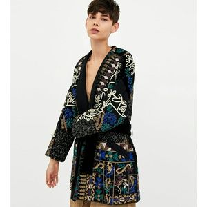 Belted Embroidered Kimono Jacket NWT